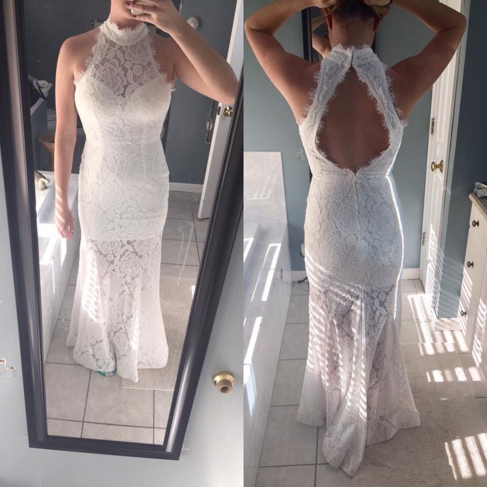 White lace prom dress